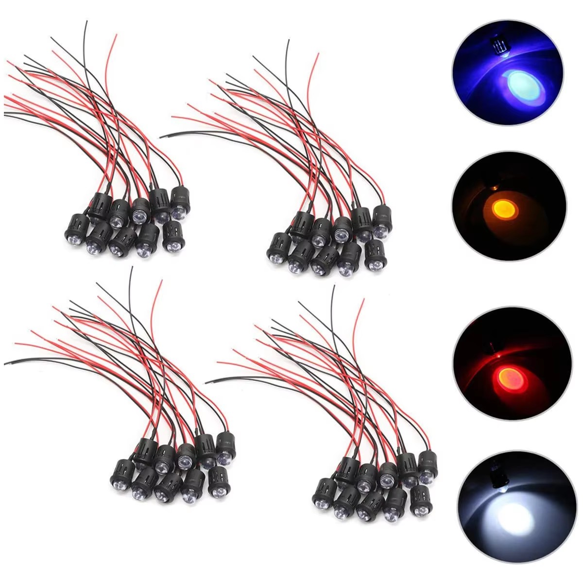 10Pack 10MM 12V LED Light Emitting Diodes LED Pre Wired Prewired Lamp with Plastic Clip HolderLight Bulb Prewired Emitting Diode