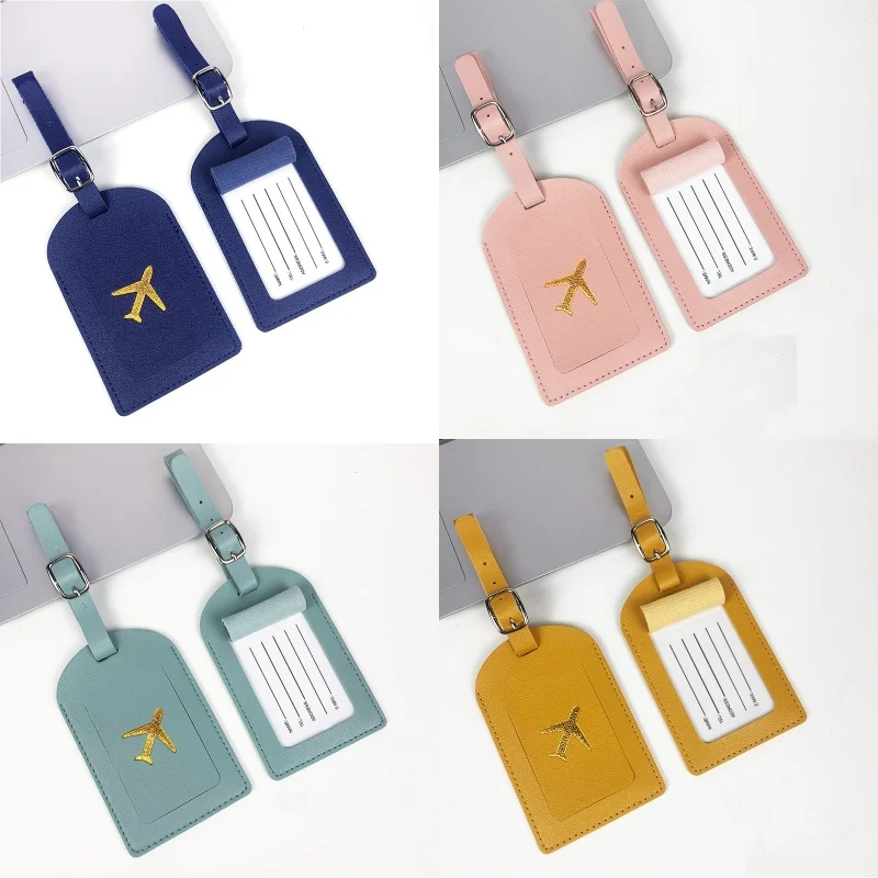 PU-Leder Fashion Candy Dopamin Farbschema Stempeln Flugzeug mit Unterschrift Papier Flugzeug Gepäckanhänger Gepäckanhänger