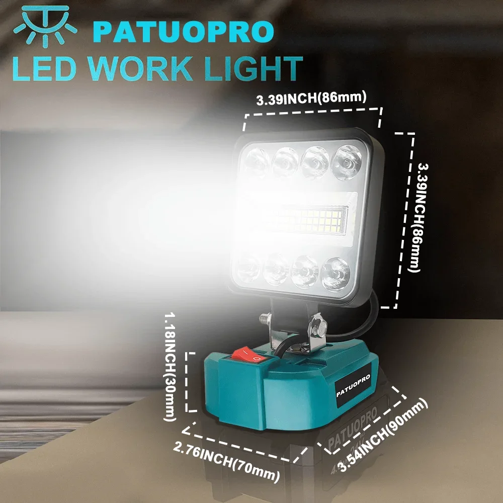 53 LED Cordless Work Light Protable Home Spotlight Handheld Rechargeable Repair Flashlight For Makita 18V Battery (No Battery)