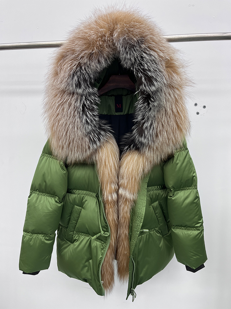 Winter Echt Fox Pelz Kragen Mit Kapuze Dicke Gans Unten Jacke Natürlichen Mantel Frauen Weibliche Outwear Luxus Warme Russland Puffer Jacken