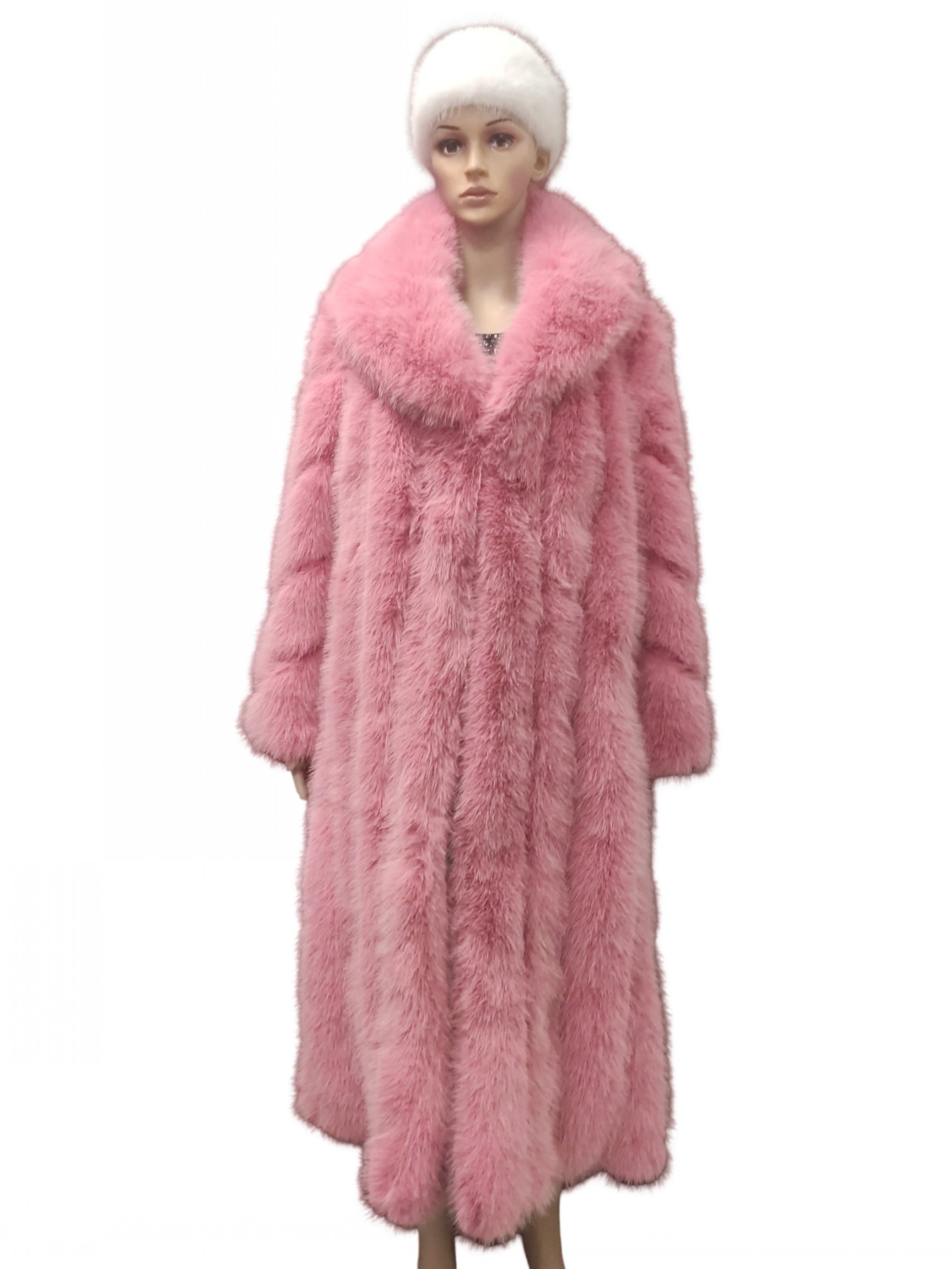 Neuer Kunstpelzmantel für Damen, rosa, dick, warm, lang, umweltfreundlich, Kunstpelzmantel