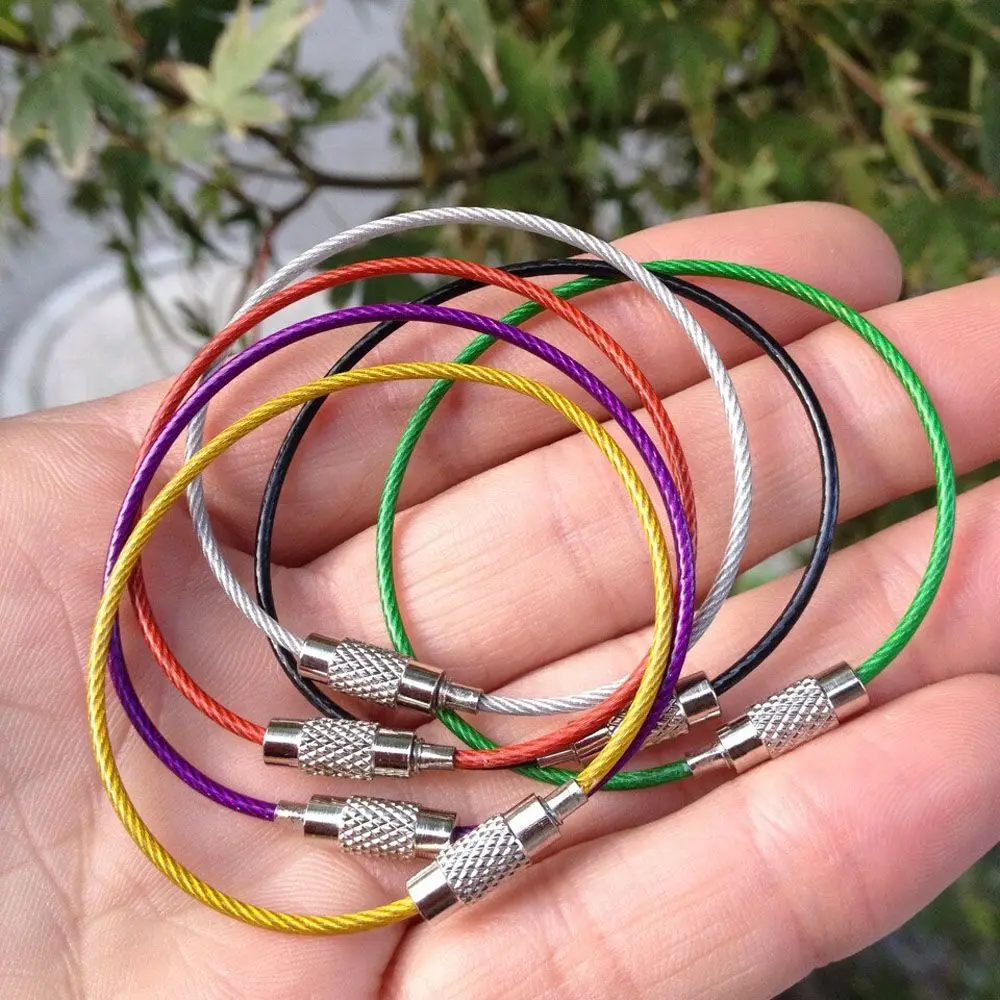 5 Cái Nhiều Màu Sắc EDC Móc Khóa Thép Không Gỉ Móc Neo Móc Khóa Ngoài Trời Dụng Cụ Dây Keyrings Cáp Dây Vít Khóa Móc Chìa Khóa