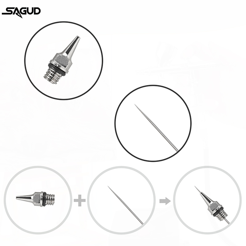 Kit d'accessoires pour outils de remplacement d'aérographe, buse et aiguille de 0.2/0.3/0.5mm pour de nombreux Types de pièces de rechange pour aérographe