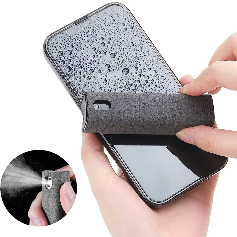 Limpiador de pantalla de microfibra 2 en 1, botella de Spray, teléfono móvil, tableta, ordenador, toallitas de limpieza de tela de microfibra para iPhone, Samsung Mi