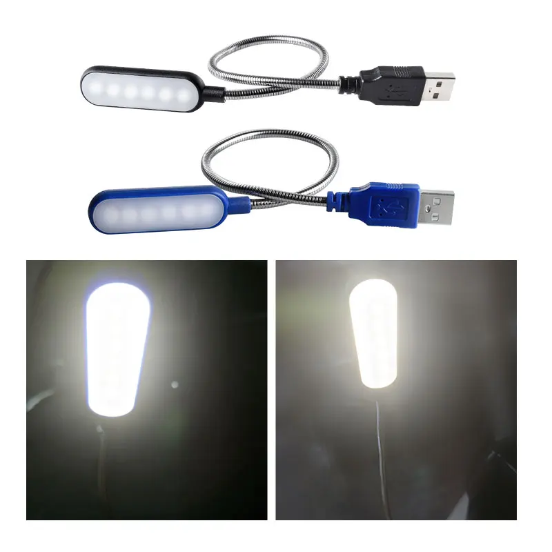 1pc mini usb led luz livro lâmpada de leitura flexível portátil luz da noite para banco potência portátil notebook computador
