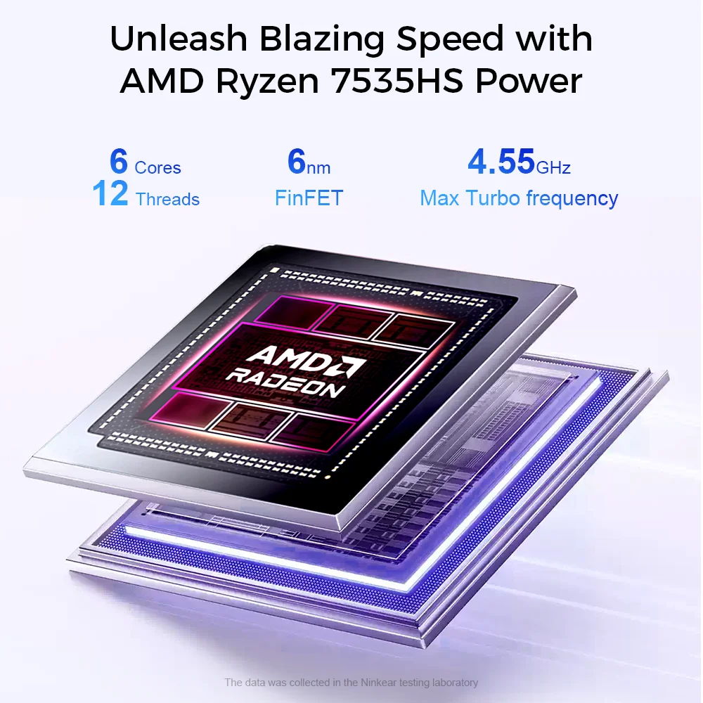Ninkear S14 Ultra-draagbare laptop met 1 kg gewicht AMD Ryzen 5 7535HS 14 inch 2,2K Windows 11 16 GB LPDDR5 1 TB SSD Computer Type-C