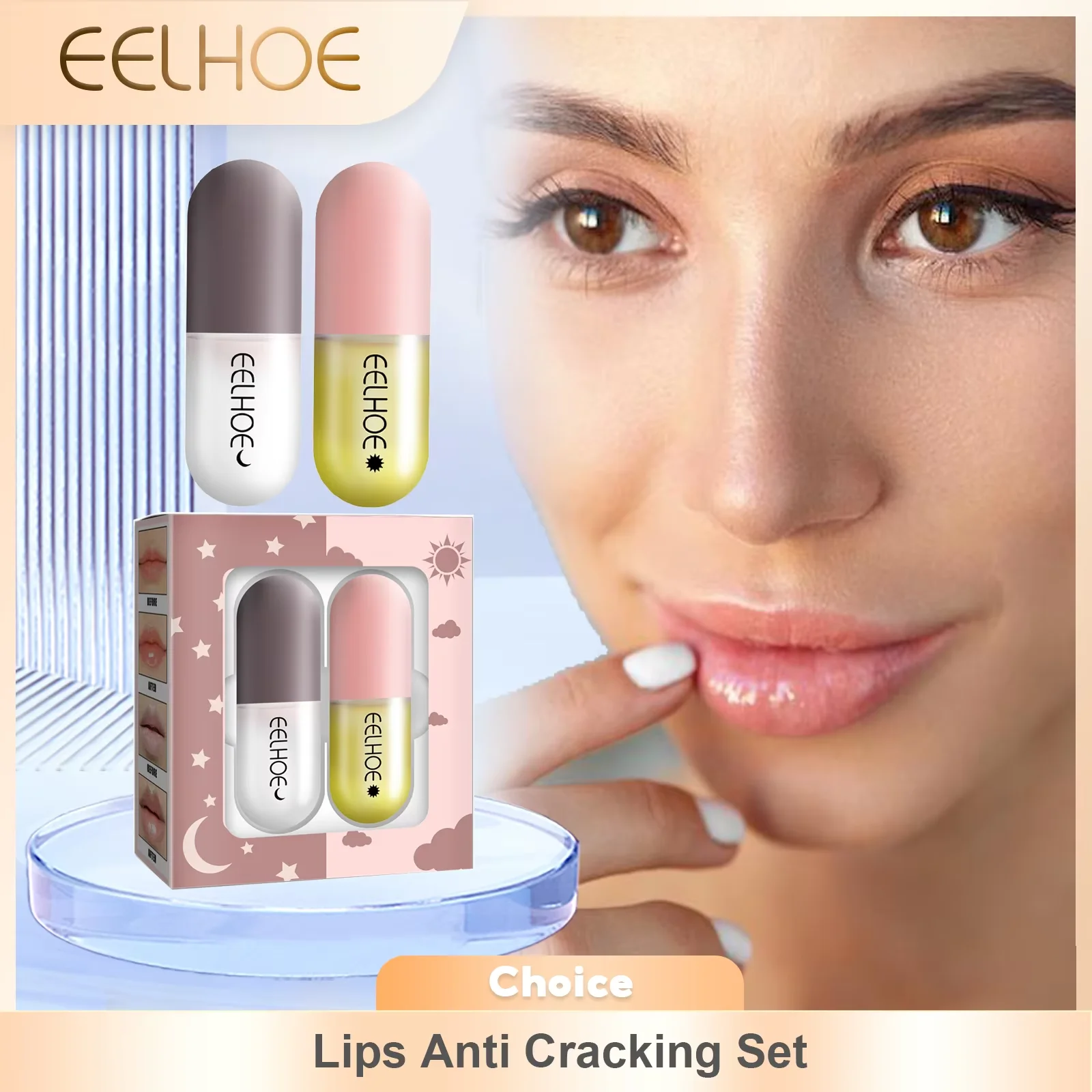 Eelhoe bálsamo labial hidratante anti rachaduras hidratante labial de longa duração anti-secagem reparação linhas labiais aumentar elasticidade batom