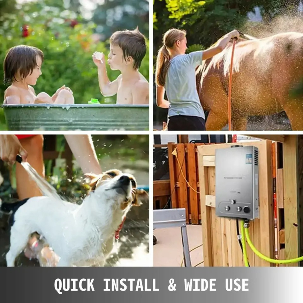 VEVOR 6L-18L LPG Gas Boiler Propaangas Rvs Tankless Boiler Camping W/Douche Kit LPG Boiler