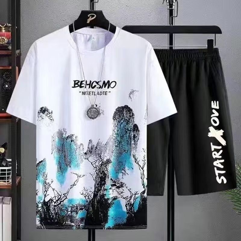 2024 Letni wypoczynek Męski zestaw Manga Graffiti Tees T-shirt + spodenki 2-częściowy Wygodne i oddychające dla mężczyzn Top Print Tshirts zestawy