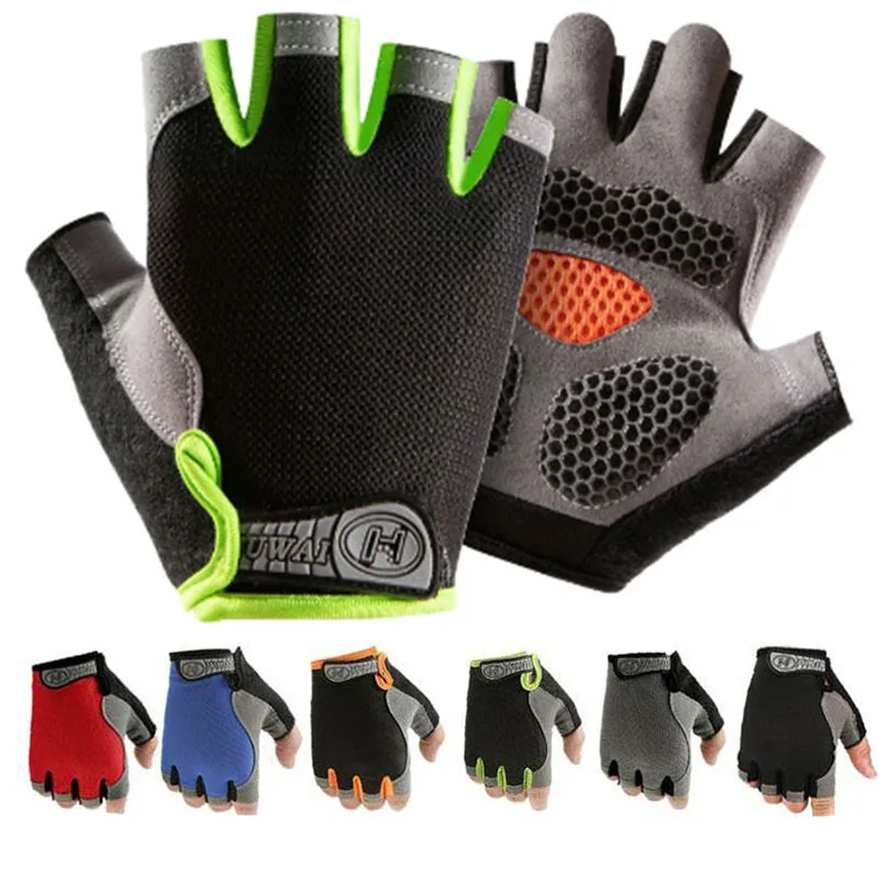 Guantes antideslizantes de medio dedo para motocicleta, guantes elásticos de choque para Fitness, ciclismo, transpirables, para hombres y mujeres, guantes de medio dedo para bicicleta