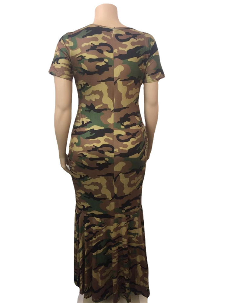 Wmstar plus size frauen kleidung sommerkleid großhandel tarnung eleganter gestreifter druck in voller länge maxi kleider drops hipping