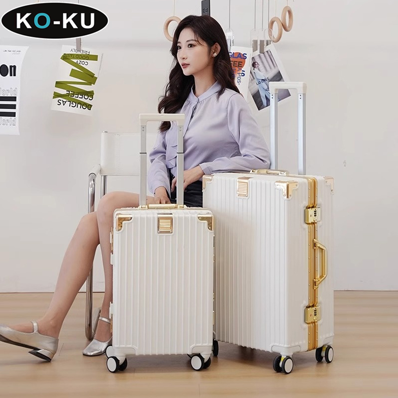 KO-KU Aluminium Frame Luggage 28'' Large Size Suitcase Removable Universal Wheel Student Mobile Phone Holder Trolley Case
