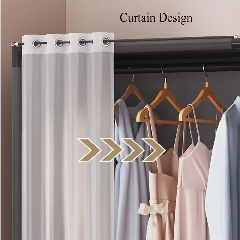 Wardrobe for HomeUse Bedroom Simple and LargeCapacityFabric Cabinet Sturdy and DurableDust-proof Storage Wardrobe Organizer Rack