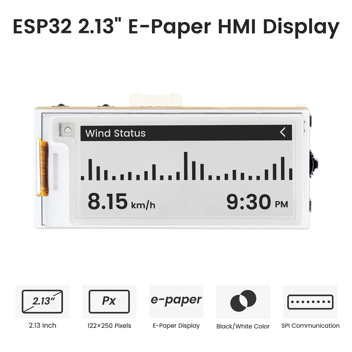 CrowPanel ESP32 2,13” E-paper HMI-display 122*250 zwart/witte kleur aangedreven door SPI-interface voor Arduino /ESP/MicroPython