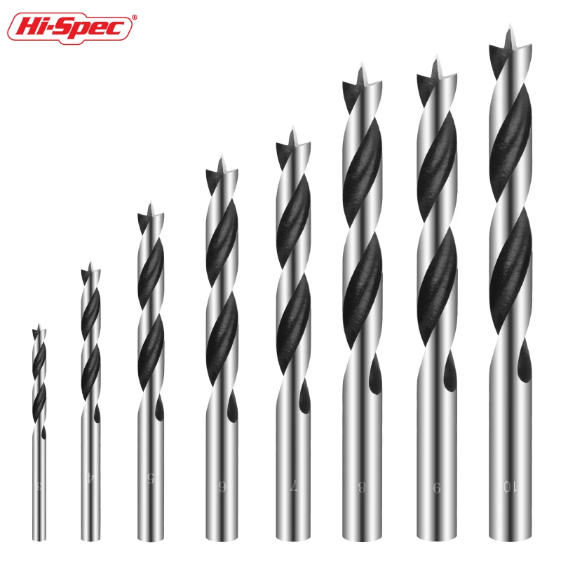 Hi-Spec 8 Máy Tính 3 Đầu Gỗ Mũi Khoan 3 ~ 10Mm Trị Điểm Khoan Bộ tốc Độ Cao Lỗ Thép Dụng Cụ Mở Cắt Kim Loại Gỗ Dụng Cụ