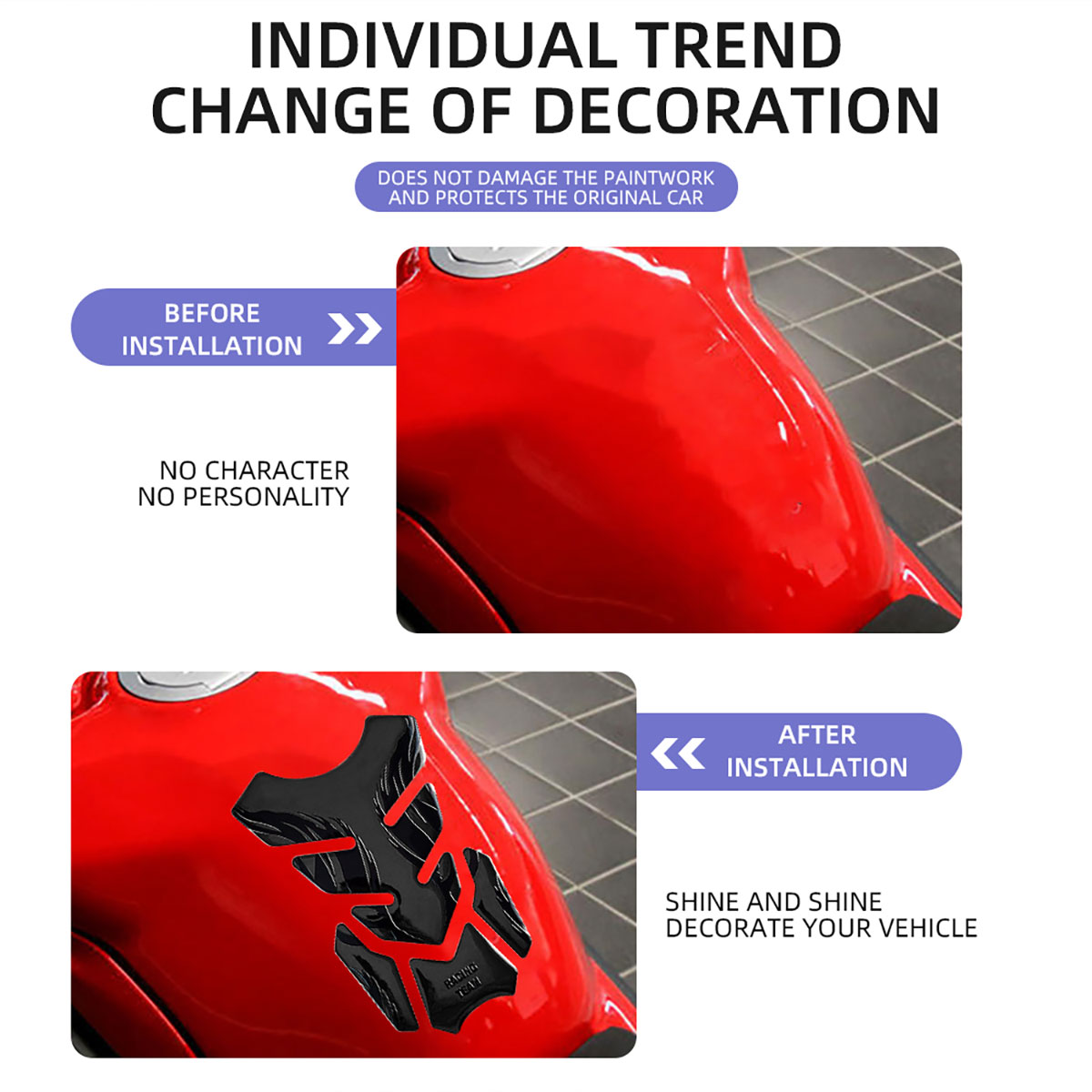 Adesivo de osso de peixe para motocicleta, adesivo para tanque de motocicleta, espinha de peixe 3d, protetor de óleo e gás, modificação de decalque