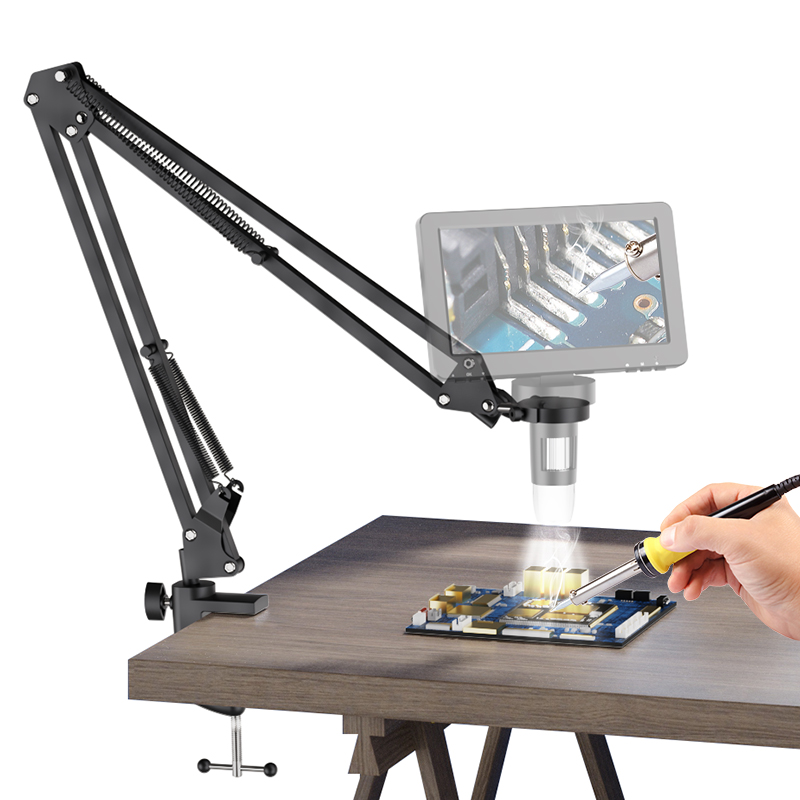 RIEVBCAU Flexible Microscope Arm Stand，Adjustable Metal Bracket Coin Microscope Mount Compatible with DM4 DM7 DM9 MS1 MS3