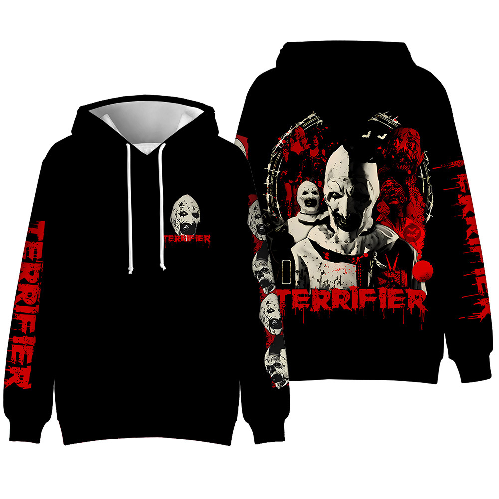 Terrifier película de terror sudaderas con capucha estampadas en 3D hombres mujeres moda Casual sudaderas de gran tamaño Sudadera con capucha jerseys chándal ropa de hombre