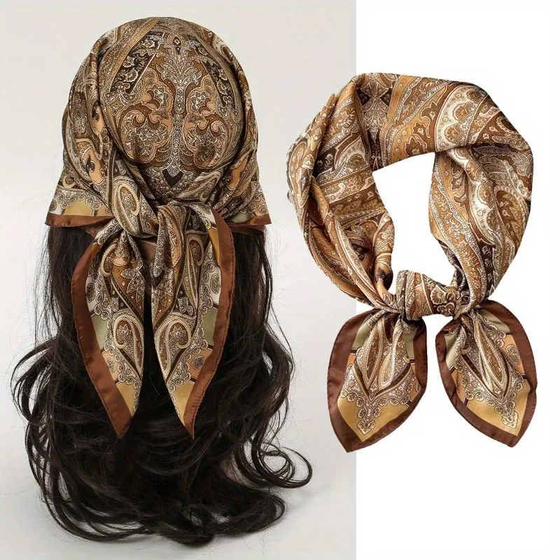 Nueva bufanda cuadrada con estampado de pata de gallo de Cachemira, Color café, bufanda fina y suave para el cuello, pañuelo protector solar de estilo Vintage para mujer
