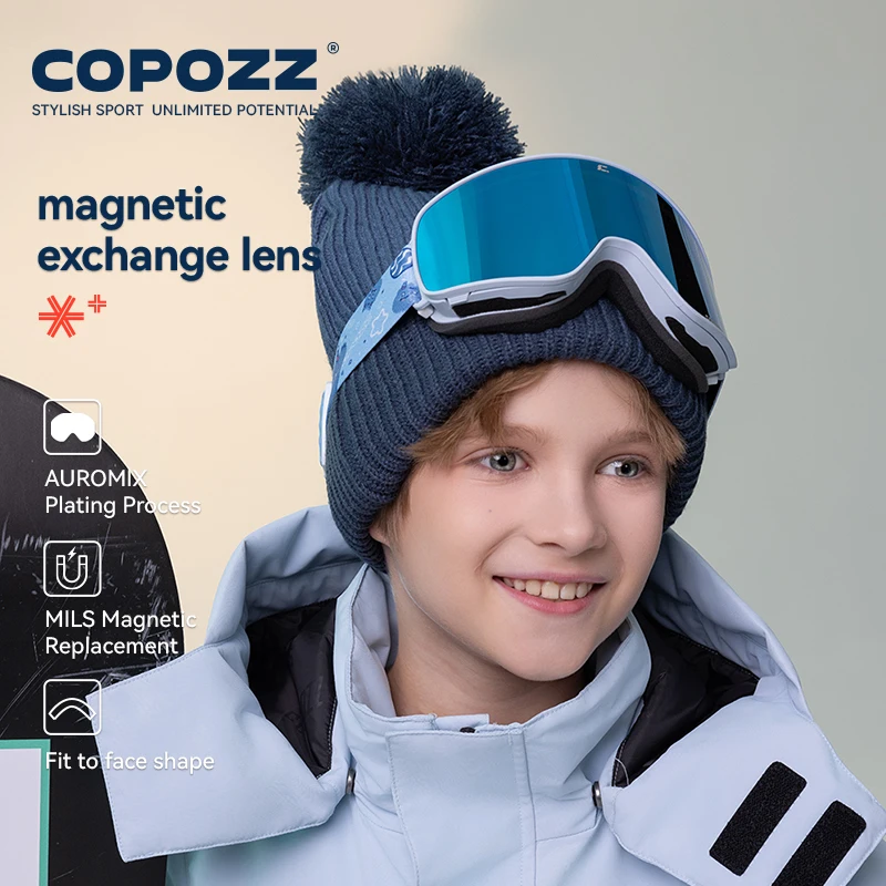 COPOZZ магнитные детские зимние лыжные очки 2s быстросменные двухслойные лыжные очки противотуманные очки для сноуборда для детей