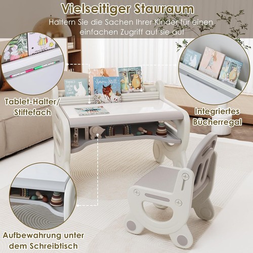 Ensemble de table et chaise pour enfants, table d'activités en plastique avec chaise, ensemble de table et chaise pour tout-petit, lecture, dessin, temps de collation