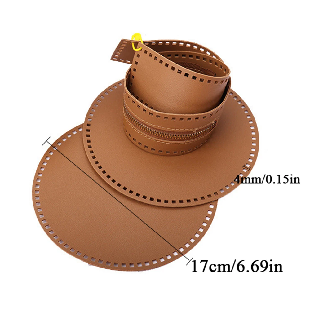 3Pcs/Set 17cm Round Bottom For Knitted Bag PU Leather Bag Base Handmade Bottom With Holes Diy Crochet Bag Bottom Accessories