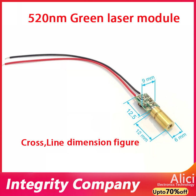 6mm green laser module dot shaped straight line cross line green laser head with adjustable focal length 520nm laser head