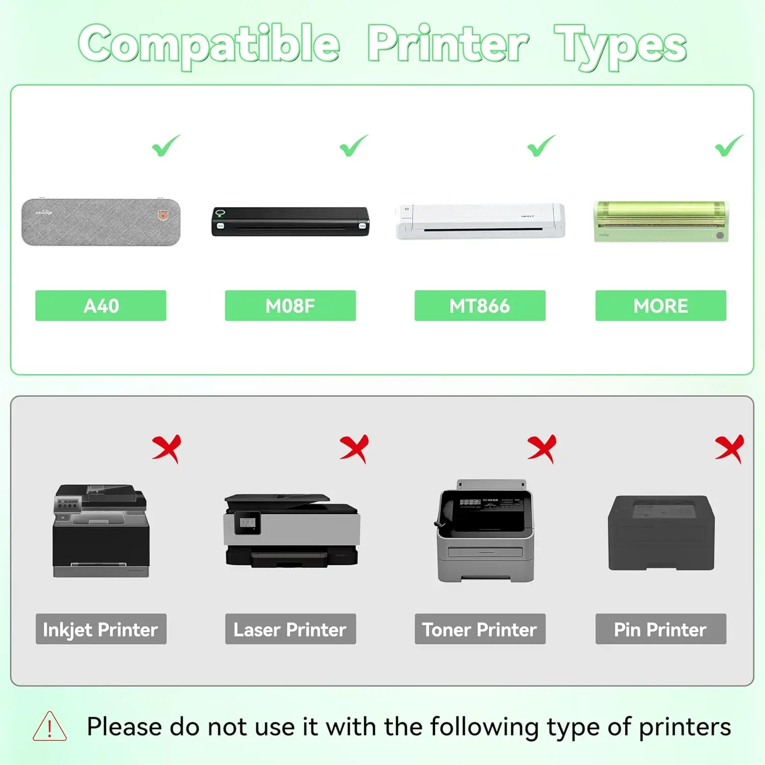 PeriPage 100 pagina's gevouwen A4 thermisch printerpapier voor duurzaam, 8,5 x 11 inch voor A40 printer PocketJet HPRT MT800 MT800Q