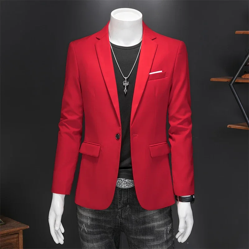 Trajes de un solo botón ajustados de negocios de alta calidad, chaqueta para hombre, chaqueta informal ajustada a la moda para novio de boda, chaqueta de esmoquin, abrigos 6XL-M