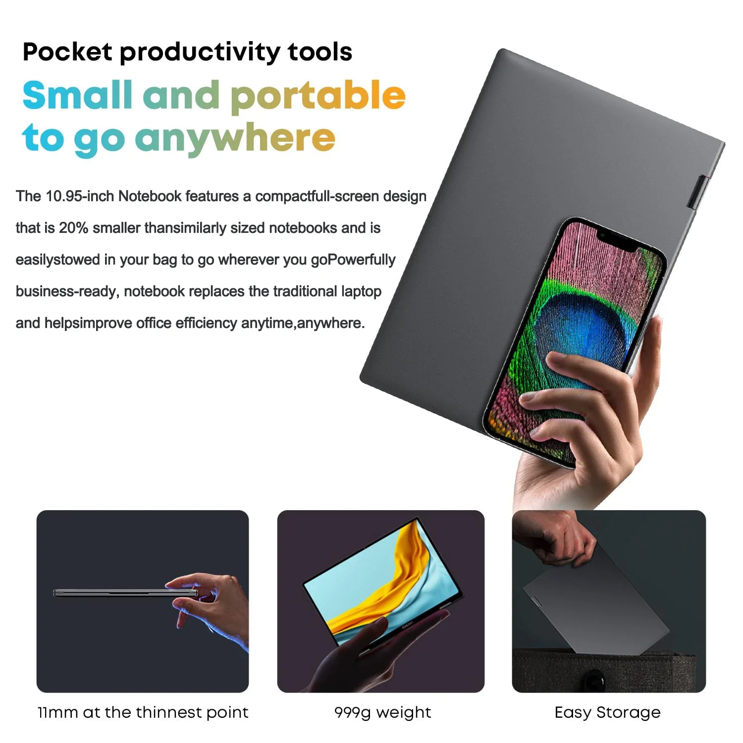 10.95 "Laptop 2 in 1 Touchscreen 360 ° Flip Intel Celeron N95 16GB DDR5 2TB SSD Laptop Windows 11 corpo in lega di alluminio Notebook PC