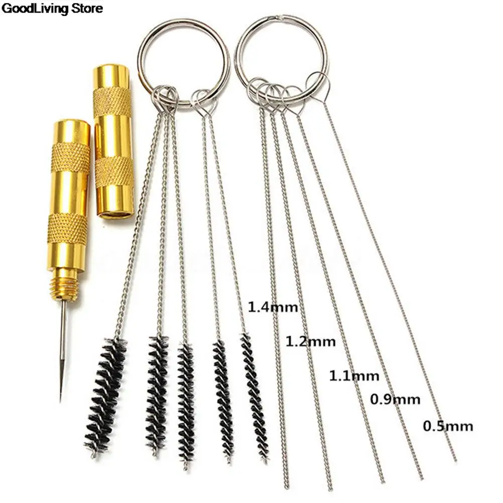 Kit de limpieza de boquillas de PISTOLA DE PULVERIZACIÓN, aerógrafo de acero inoxidable, aguja y cepillo, herramienta de reparación, 11 unids/set por juego