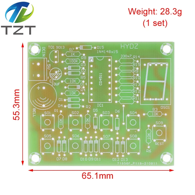 Eight Person Responder Diy Kit 8 Channel Answering Teaching Practice Welding CD4511 8Bit Answer Device Suite Electronic Training