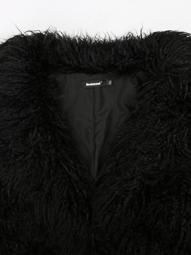 Nerazzurri Winter Lange Weiß Schwarz Haarigen Shaggy Flauschigen Dicke Warme Weiche Stilvolle Faux Mongolei Lamm Pelzmantel Frauen Gürtel Revers 2023