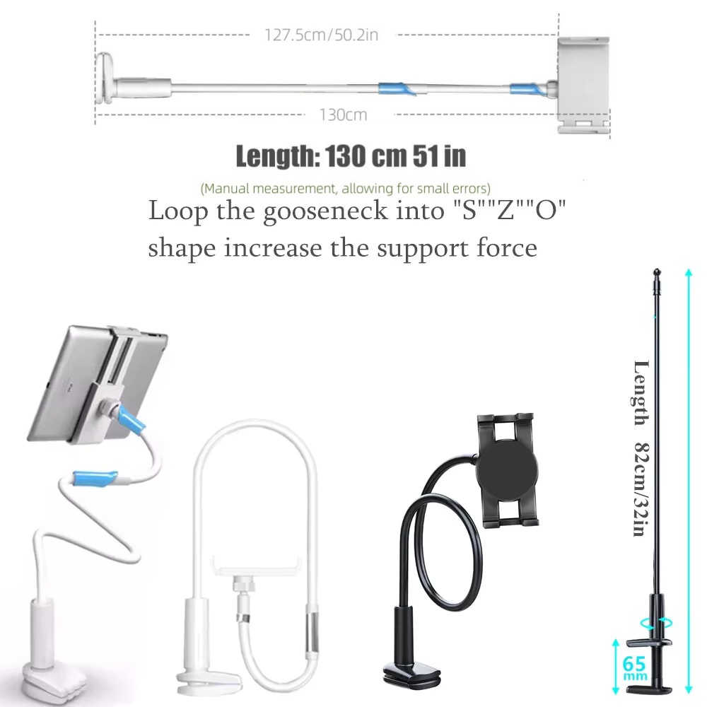 Soporte Flexible para tableta de brazo largo para escritorio de cama, soporte para tableta de teléfono de 5-11 pulgadas para Xiaomi, Huawei, Samsung, Teclast, IPad