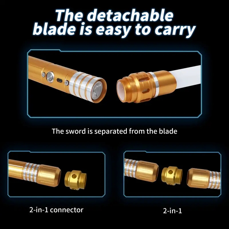 REikirc verbesserte Version Lichtschwert 2 in 1 Lichtschwert 15-Farben Metalllaserschwert wiederauf ladbare Spielzeug Party Glow Schwerter