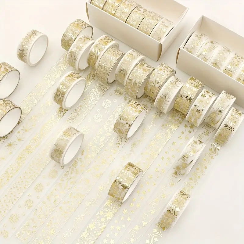 12 Rollen/Box Goldene Pflanze Blume Washi Tape Set Goldfolie Dekoratives Klebeband Aufkleber Scrapbooking Briefpapier