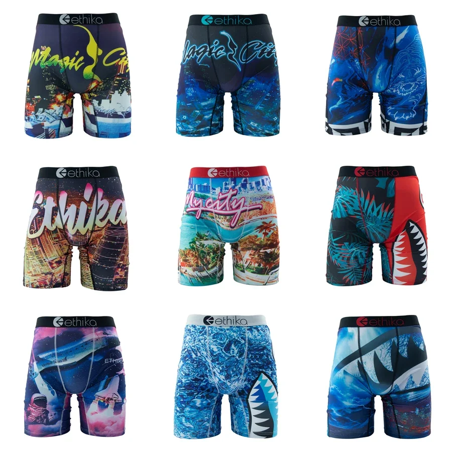 Ethika 1 pçs roupa interior masculina sexy boxershorts respirável troncos dos homens plus size S-3XL homem natação cuecas boxers