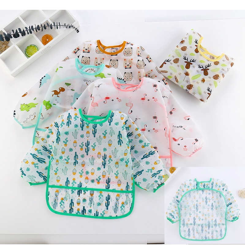 Novo babador do bebê dos desenhos animados da criança à prova dwaterproof água manga longa avental de alimentação da criança do bebê bonito arte blusa roupas coisas do bebê para 0-6 anos
