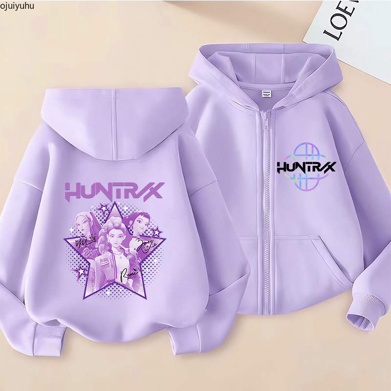 2025 película sudaderas con cremallera Kpop Demon Hunters Sudadera con capucha niños ropa chico niña niño sudadera cremallera con capucha bebé Casual Top