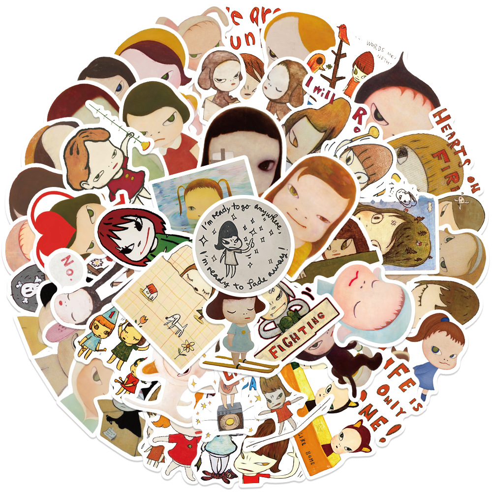 50 pçs japão nara yoshitomo adesivos bonito decalque portátil motocicleta bagagem snowboard geladeira telefone carro adesivo à prova dwaterproof água