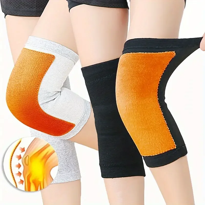 Joelheiras de veludo dourado, joelheiras espessadas, proteção articular, leggings à prova de frio, quentes, primavera, 1 par