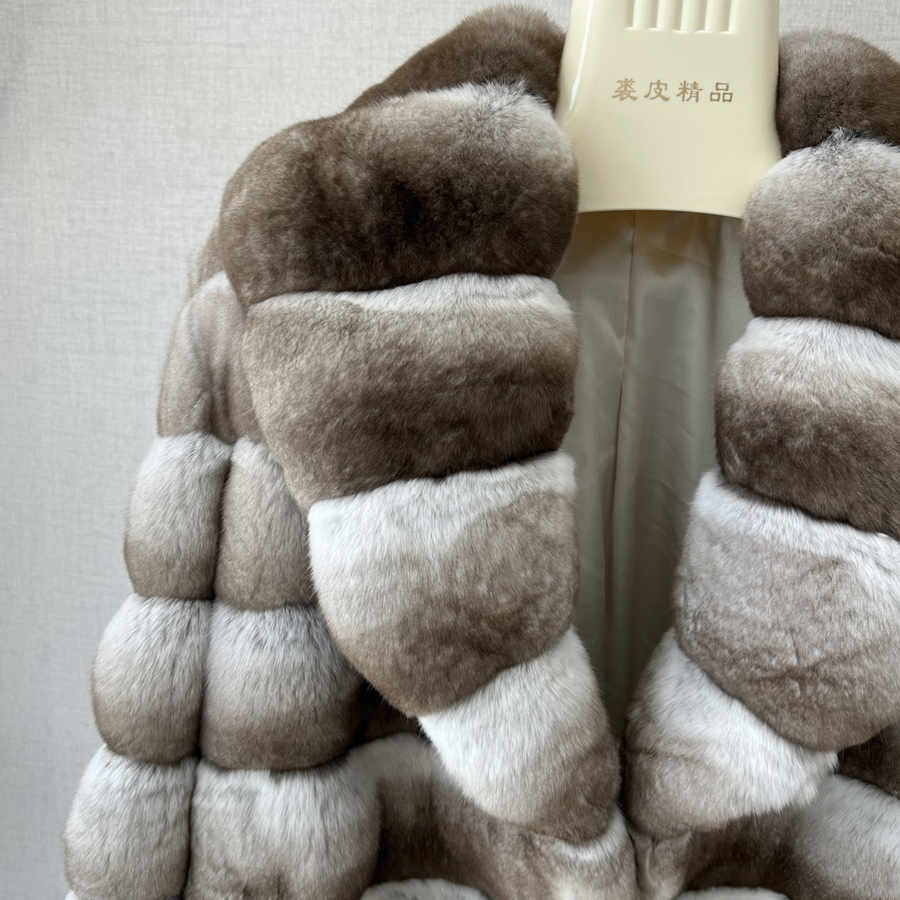 Women Rabbit Fur Jackets Real Rex Rabbit Fur Coat Best Selling Women's Short Coat Chinchilla Fur Coats
