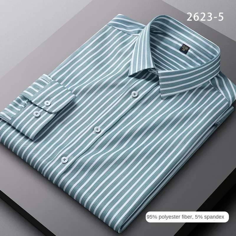 2024 neue mode lässig männer vertikal gestreiften hemd stretch hemd business temperament langarm hemd pastell button up hemd,