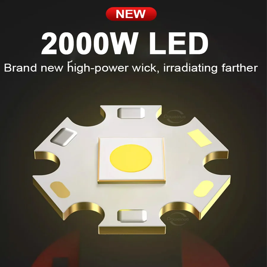 Linterna LED ultrapotente mejorada de 2000W tipo C recargable 15000mah linterna de largo alcance 6KM linternas tácticas caza