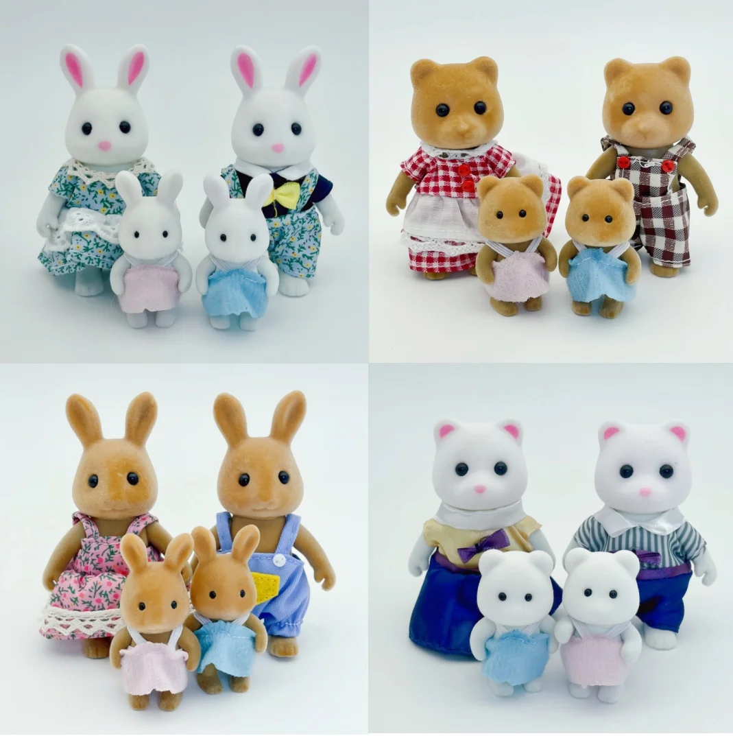 1:12 Famiglia di animali della foresta Mini Coniglio Orso Panda bambola ragazza casa da gioco set di bambole Set di mobili per villa familiare della foresta Giocattoli