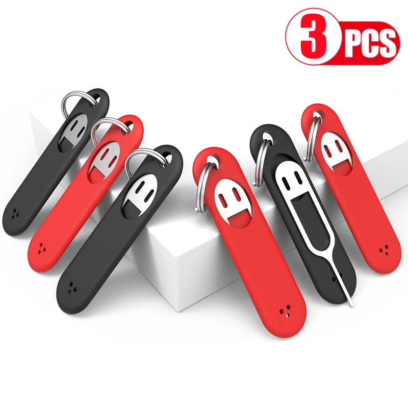 3PCS Anti-Verloren Sim Karte Auswurf Pin Nadel mit Lagerung Fall Für Universal Handy Auswerfer Pin SIM Karte lade Opener Schlüsselring