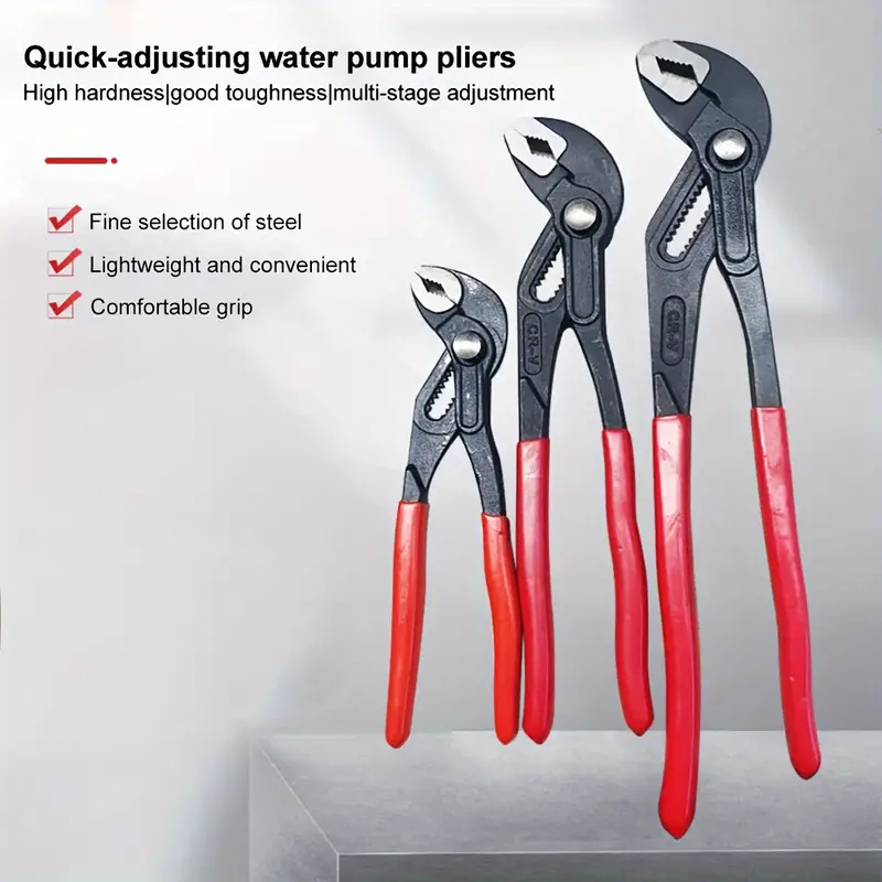 7"/10"/12" Large Opening Universal Wrench Multifunctional Adjustable Quick-Release Water Pipe Clamp Pliers Household Hand Tools