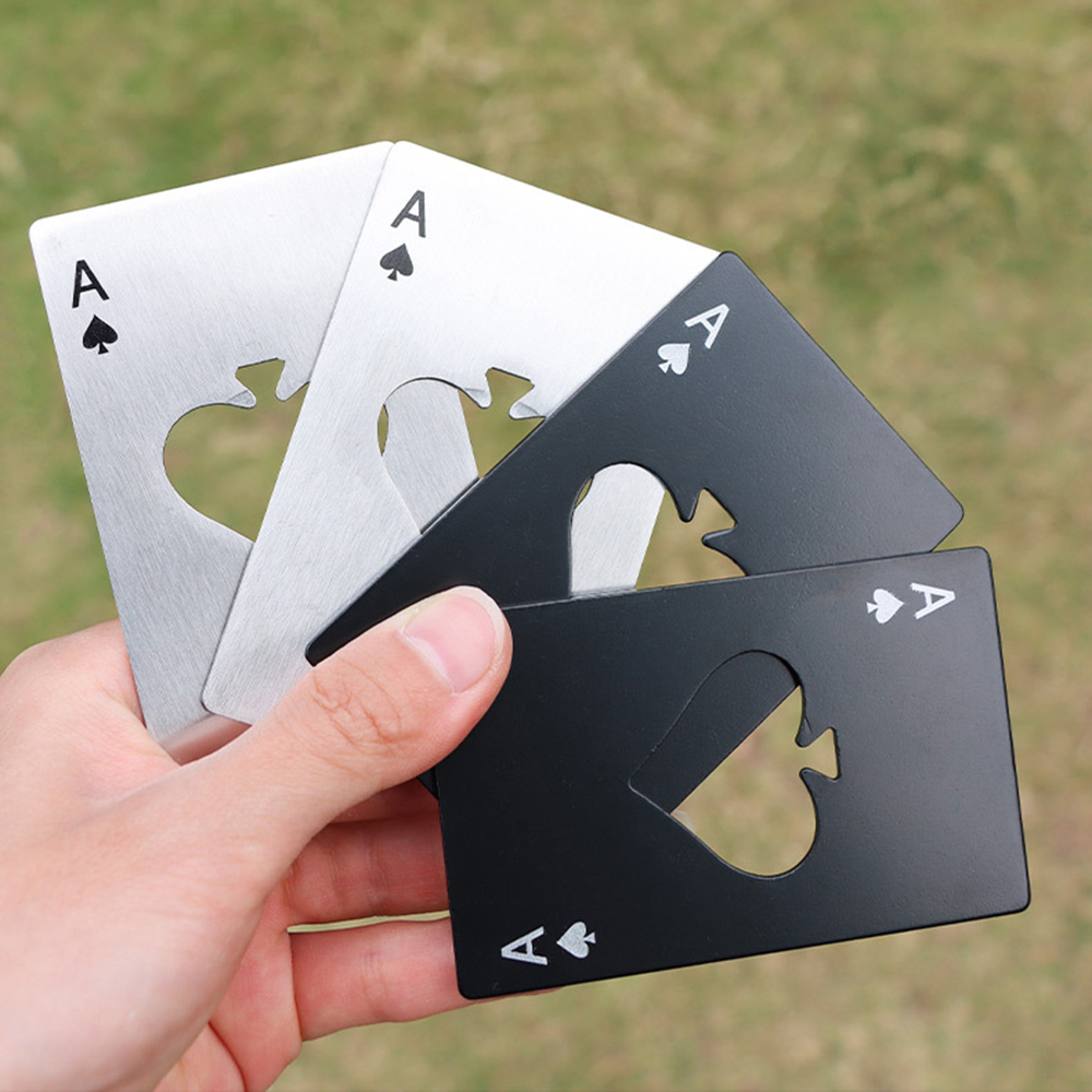 Roestvrij staal Spades A Winemaker Flesopener Speelkaarten Flesopener Creditcard Bierflesopener