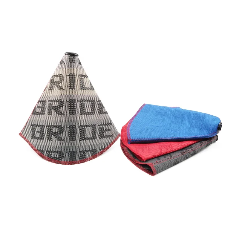 Universal jdm Bride Style RECARO High Quality Hyper Fabric Shifter Boot Shift Knob Cover Collars With Red Stitching