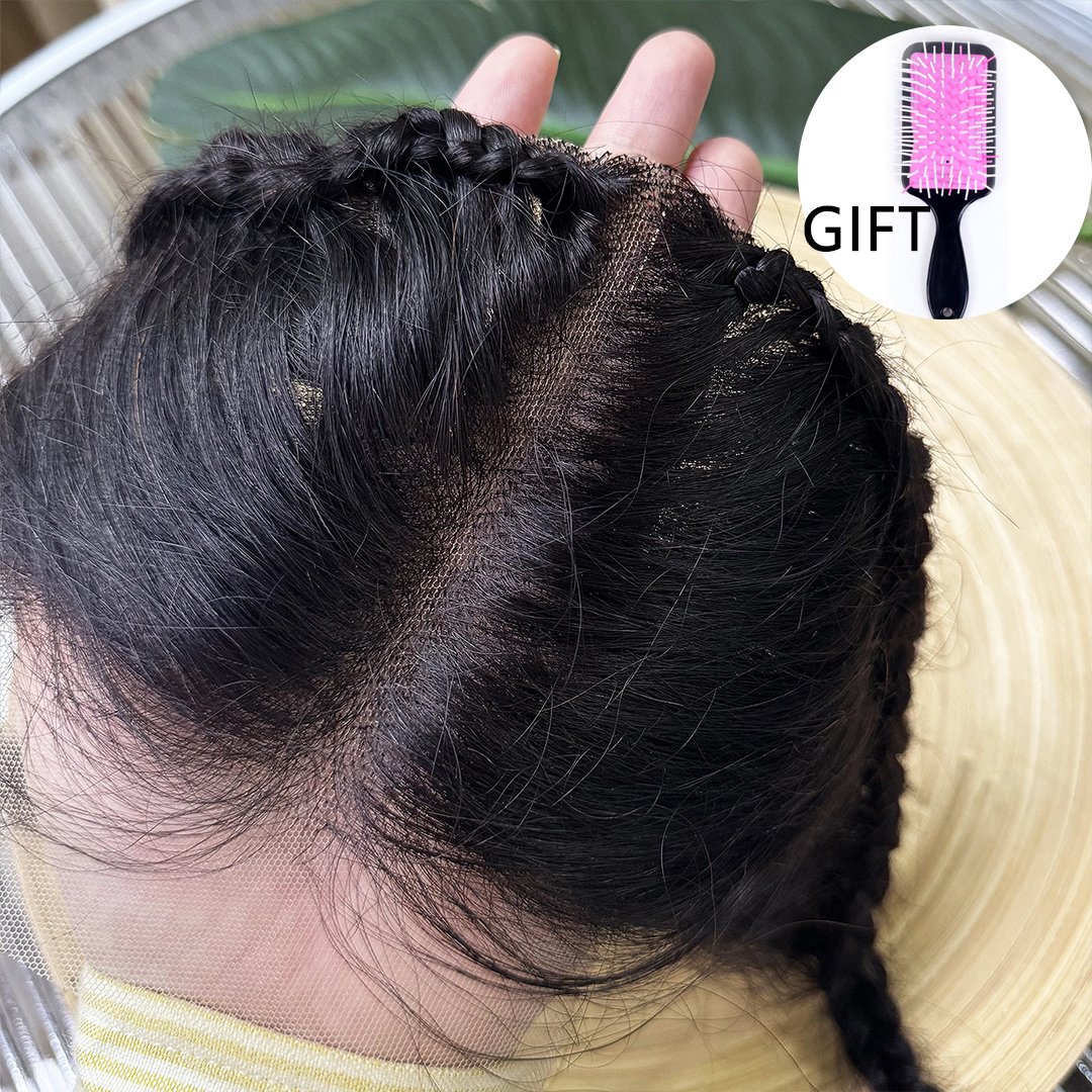 10-дюймовые натуральные волосы фронтальные 13x4 кружевные фронтальные с косами Remy бразильские человеческие волосы фронтальные кружева для повязки на голову парики для женщин